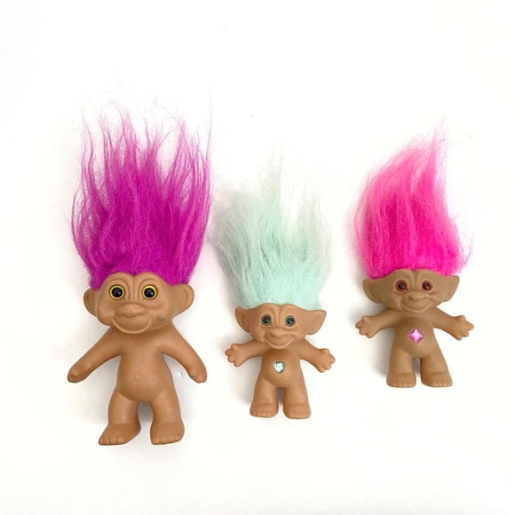 Toys Vintage 9s Trolls Dolls Pink Blue Jewel Belly Button Poshmark